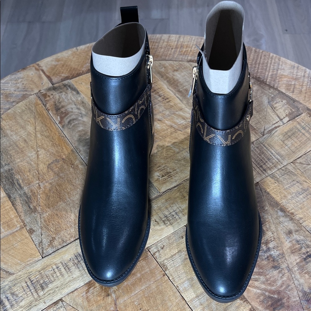 Calvin Klein Black and Brown Ankle Boots